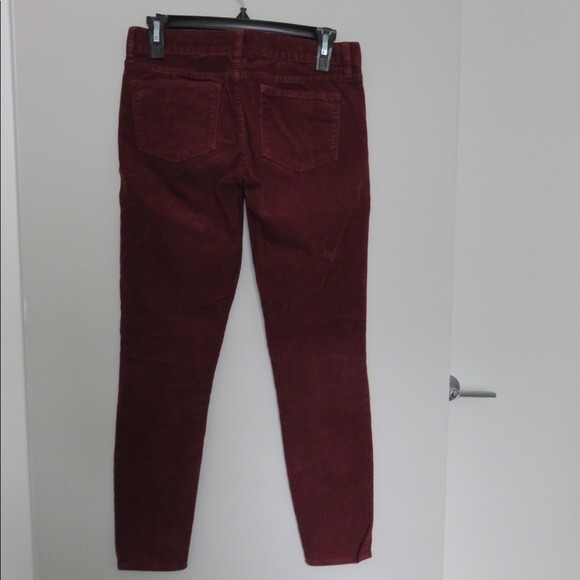 J. Crew Pants Dark Red Corduroy Toothpick Fitted Ankle Womens 24 Skinny Low Rise - Picture 5 of 8